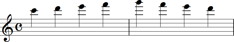 加線の多い音符（高音）の2小節