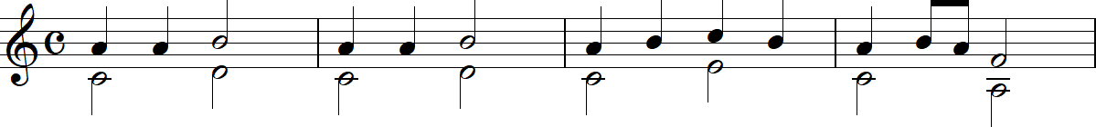 6度下の対旋律（強拍）の4小節