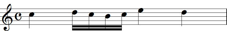 ターン（音符の上A）の弾き方2の小節
