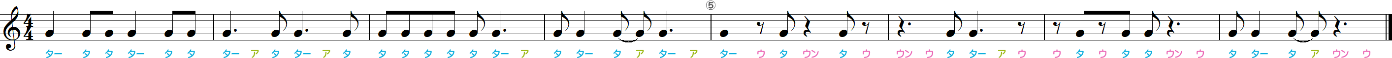 付点4分音符と付点4分休符のリズム練習（4分の4拍子）8小節