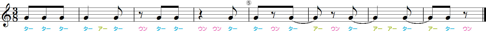 8分の3拍子のリズム練習8小節