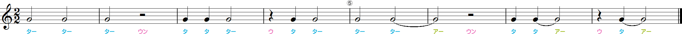 2分の2拍子のリズム練習8小節