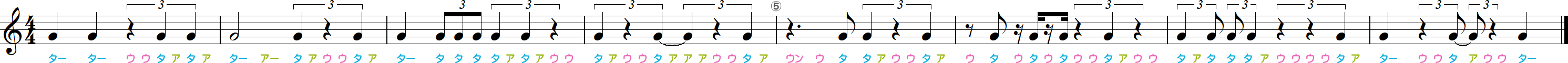 2拍3連符（休符あり）のリズム練習8小節